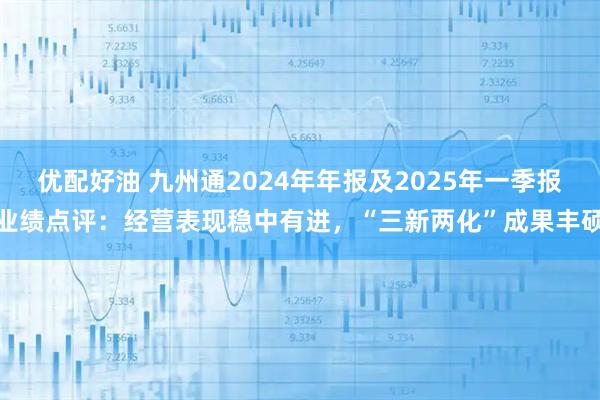 优配好油 九州通2024年年报及2025年一季报业绩点评：经营表现稳中有进，“三新两化”成果丰硕